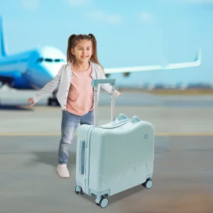 18" Kids Ride-On Suitcase with Password Lock Portable Cute Scooter Suitcase Ideal for Travel
