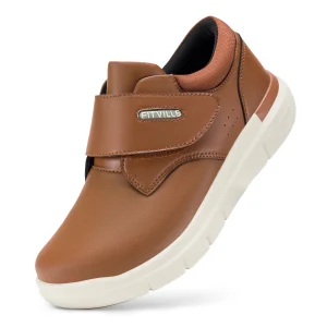 Extra Wide Men'S Diabetic Shoes Leather Walking Shoes For Elder Orthopedic Toes Swollen Feet Non-Slip With Arch Support