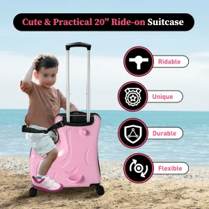 20 Inch Ride On Trolley , Carry On Luggage Waterproof Travel Suitcase With Lock
