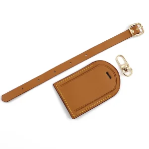 Handbag Luggage Tags Travel Accessories for Suitcase  Tanned Leather