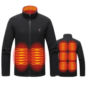 9 Heated Area Insulated Jackets USB Charging Zip Up Coat 3 Gear Temperature Coat for Hiking Skiing