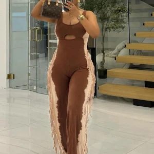 Chic Side Tassel Jumpsuit Women